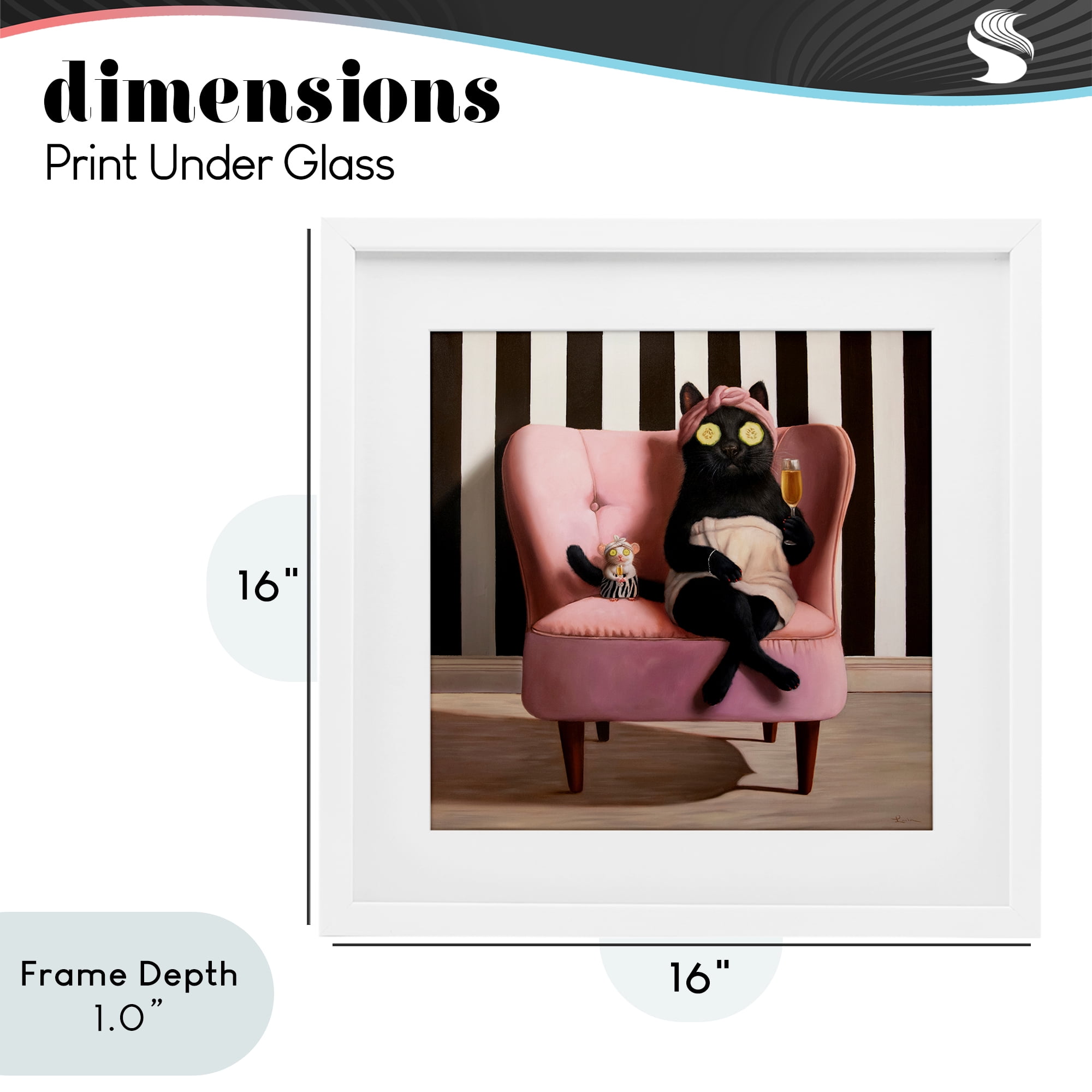 Stupell Industries Pamper Party Cat White Framed Print Under Glass, design by Lucia Heffernan