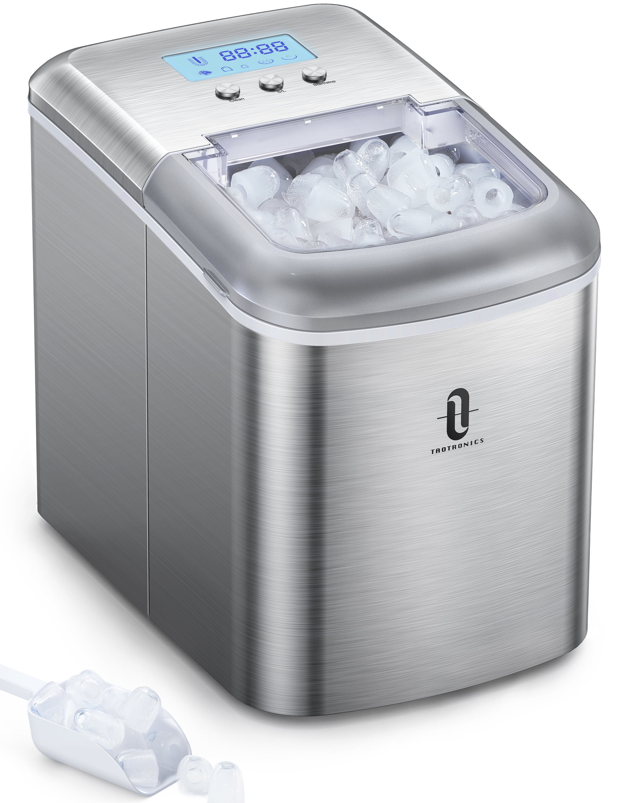 TaoTronics Ice Maker Countertop Machine with LCD Display with Self-Cleaning Function 9 Bullet Ice Cubes and 2.1L Electric Ice Maker - Walmart.com