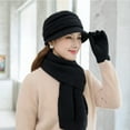 thumbnail image 3 of TELOLY Songbirdth Women Hat Set,1 Set Hat Scarf Gloves Non-allergenic Comfortable Thick Mother Beanie Cap Scarf Mittens for Daily, 3 of 5