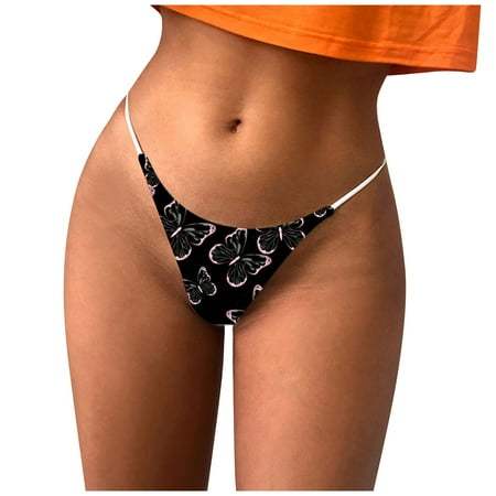 

EHTMSAK Stretch Tangas for Women Sexy Print G-String Thongs Underwear Low Rise T-Back Panties