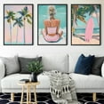 thumbnail image 4 of Pink Beach Preppy Wall art Coastal Surf Girl Aesthetic Room Painting Picture Wall Decor Ocean Landscape Poster Print Artwork for Girls Room Dorm Beach Home Decoration（Only canvas）, 4 of 6