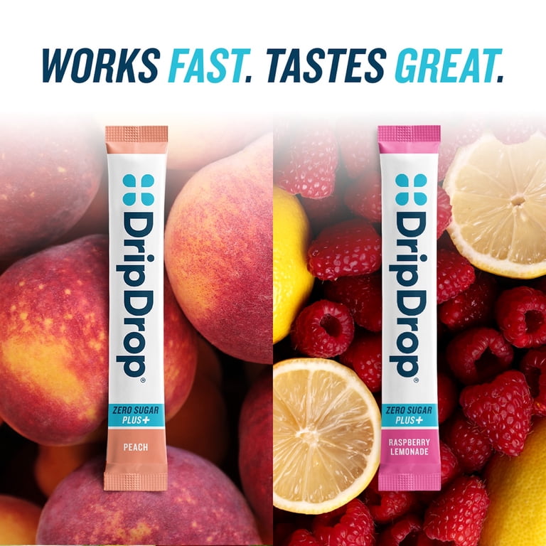 DripDrop Zero Sugar Plus Peach & Raspberry Lemonade, 10 Packets photo 7