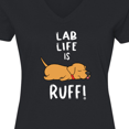thumbnail image 3 of Inktastic Lab Life is Ruff! Yellow Labrador Women's V-Neck T-Shirt, 3 of 4