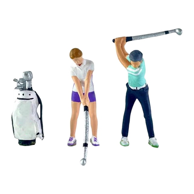ziyahi 3 Pcs Figurines de Personnes 1/64 avec Modèle de Scène de Film Miniature Sac de Golf