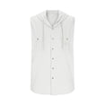 thumbnail image 3 of Sleeveless Hoodies for Men Solid Color Lightweight Cotton Linen Button Up Drawstring Shirt with Multiple Pockets, 3 of 5