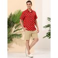 thumbnail image 4 of INSPIRE CHIC Camisa de lunares de verano para hombre, camisas hawaianas con patrón de manga corta y botones rojo M, 4 of 6