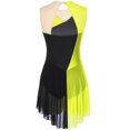 thumbnail image 4 of RUNQHUI Robe de Patinage Artistique pour Femmes avec Strass Brillants, Justaucorps de Danse Lyrique pour Compétition, Jaune Fluorescent m, 4 of 7