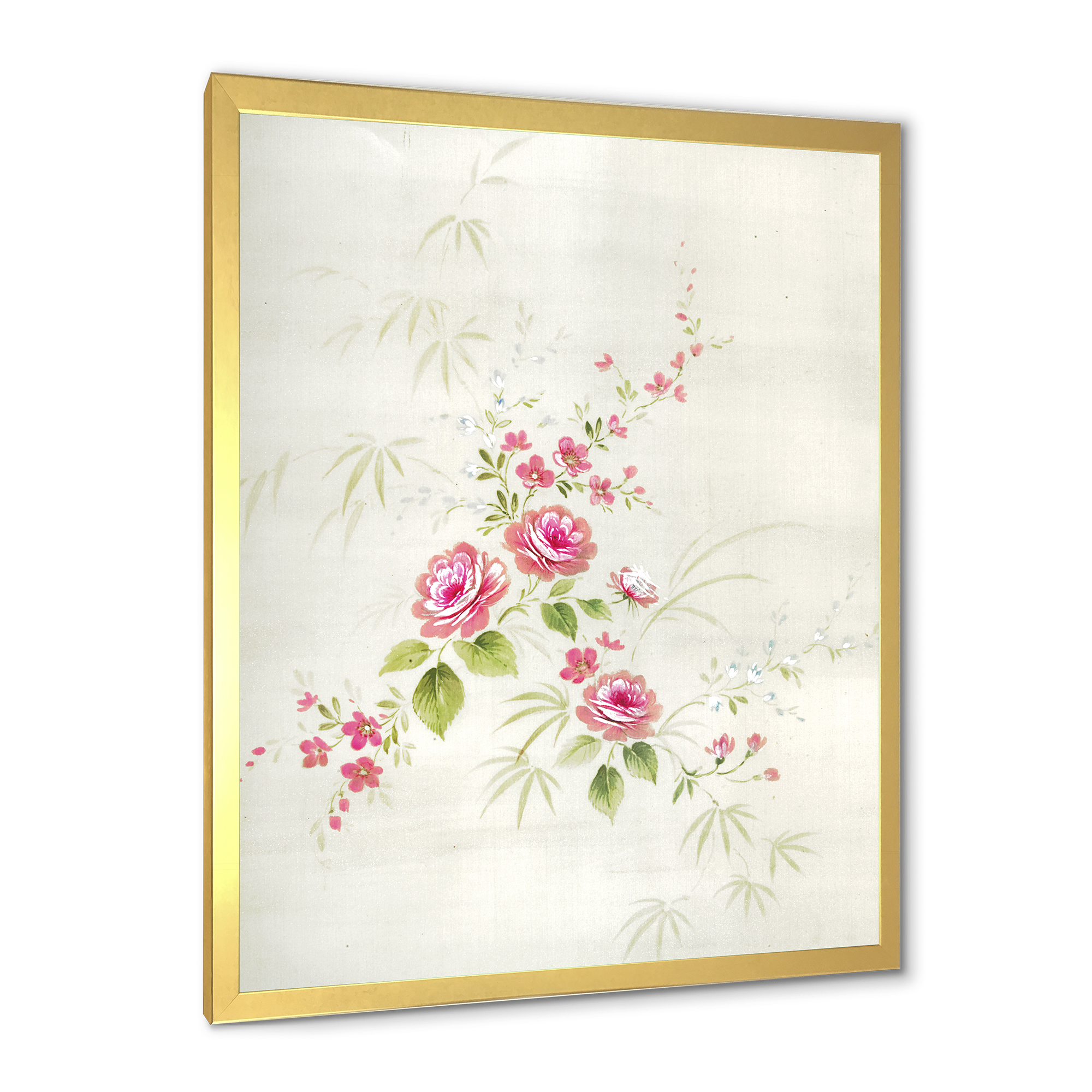 Designart 'Abstract Retro Drawing of Flowers II' Vintage Framed Art Print