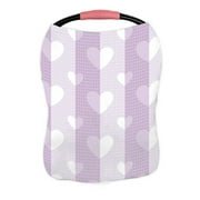 ABPHQTO Sweet Love Hearts Pattern Lavender Purple Nursing Cover Baby Breastfeeding Infant Feeding Cover Baby Car Seat Cover Infant Stroller Cover Carseat Canopy Breathable