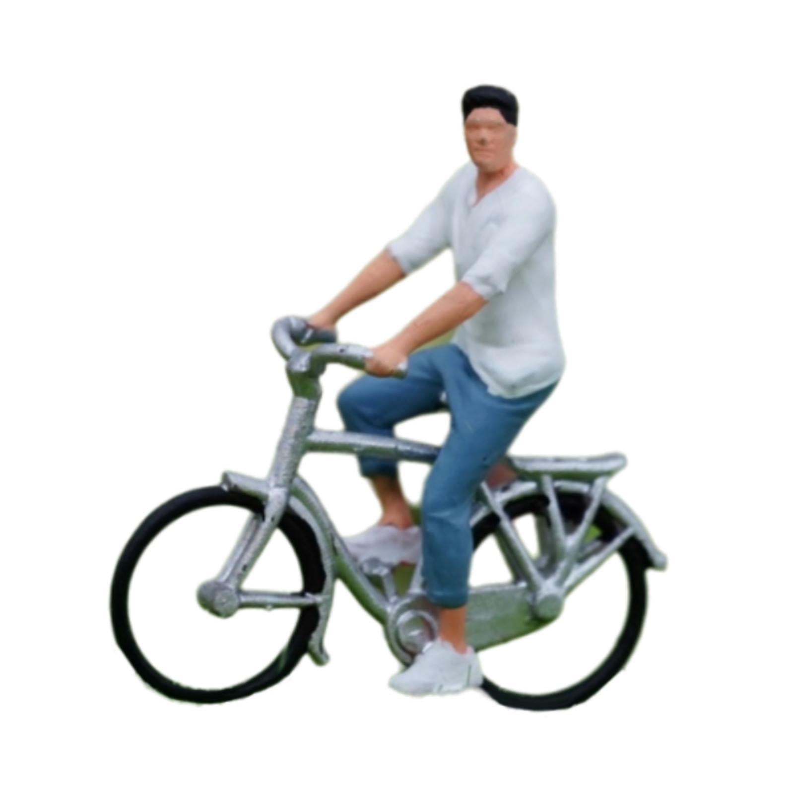 JWQFBC 1:64 People with Bike DIY Crafts Sand Table Ornament Miniature Biker for Diorama man