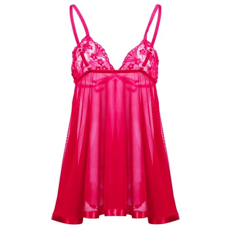 Women Sexy Lingerie Spaghetti Strap Lace Dress Womens Night Gown V Neck Soft Sleepwear House Dresses for Women