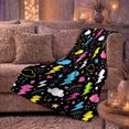 thumbnail image 6 of Lightning Clouds Hearts and Rainbows, Playful Graphic Style for Storm Lovers, Colorful Weather Icon Pattern and Birthday Gift, Soft Flannel Blanket for Playroom and Bedroom, Home Decor, 6 of 9