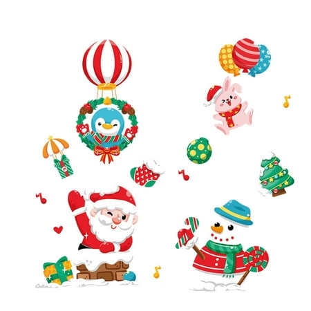 

Kids Sticker Sheets Christmas Cartoon Window Stickers Glass Stickers Christmas Decals Decoration Decals Party Fashion Practical Decorations