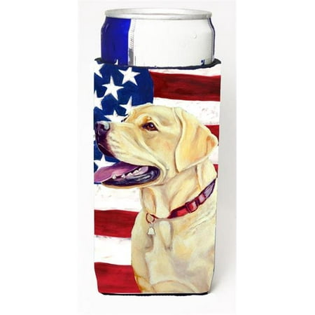 

Carolines Treasures LH9008MUK USA American Flag with Labrador Michelob Ultra bottle sleeves for slim cans 12 oz.