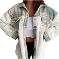 thumbnail image 1 of CEHVOM Women's Jacket Lamb Wool Stitching Warm Single-Breasted Cardigan Jacket Clearance, 1 of 8