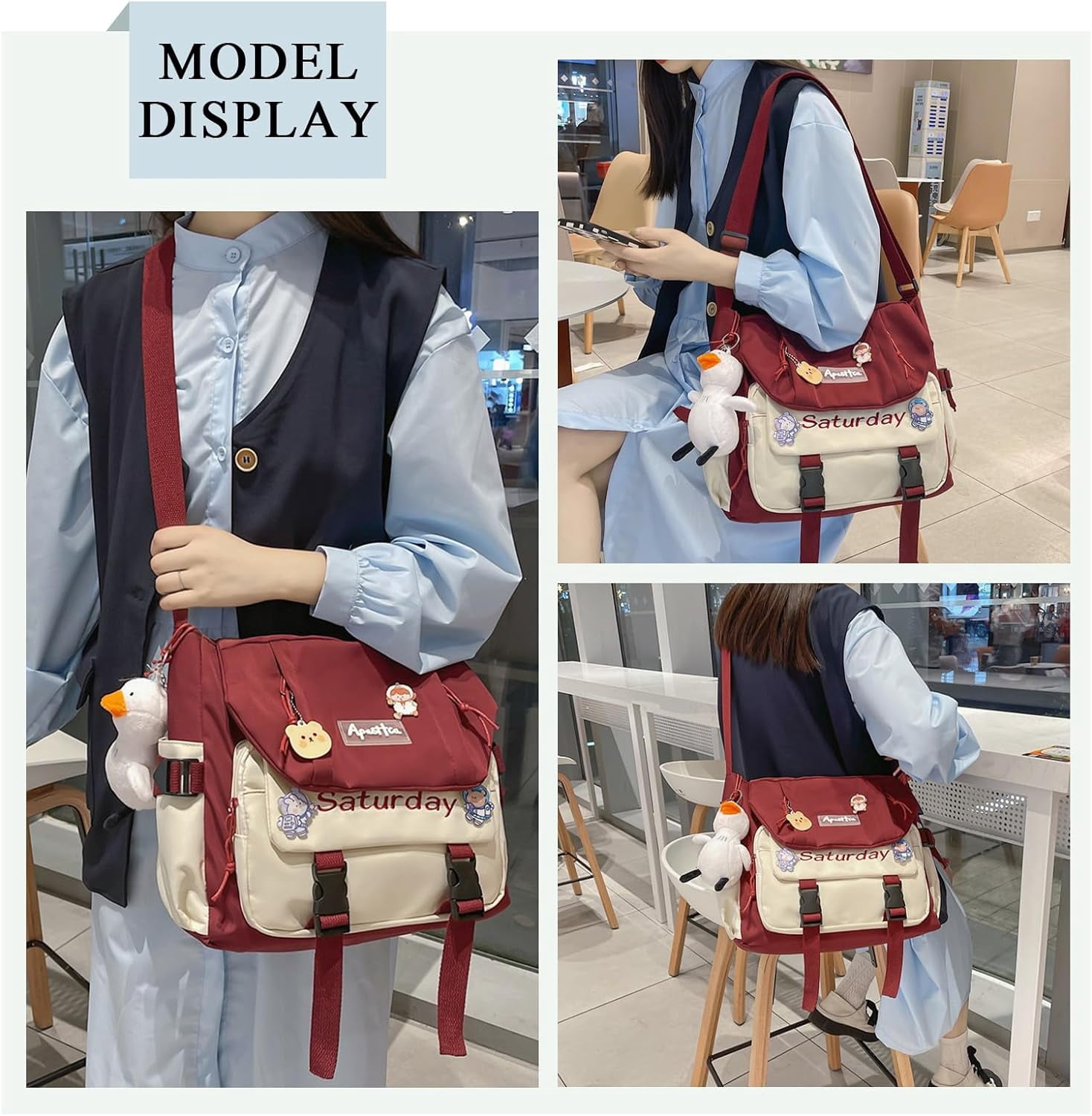 Cute Messenger Bag, Crossbody Bags for Women Kawaii Messenger Bags Purses