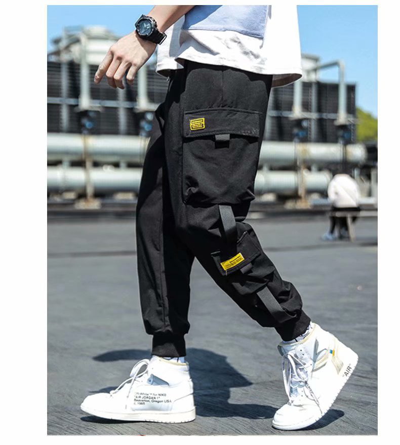 Pants Men Cargo Pants Streetwear Joggers Harem Hip hop Pants Elastic waist  Loose Baggy Ankle length Trousers Korean Style Men - AliExpress