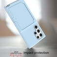 thumbnail image 4 of Galaxy S22 Ultra Card Holder Wallet Case,Dteck Shockproof Rubber Hybrid PC with Hidden Mirror Dual Layer Cover Lightweight Protective Back Phone Case for Samsung Galaxy S22 Ultra,Blue, 4 of 5