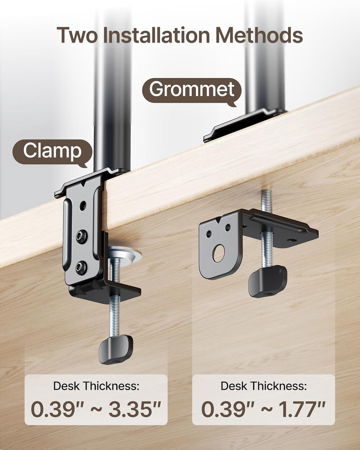 monTEK Dual Monitor Stand for 17–32 Inch Screens, Adjustable Desk Mount Holds up to 22 lbs per Arm, Full Motion Monitor Mount with C-Clamp/Grommet, VESA 75x75/100x100