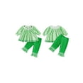 thumbnail image 3 of Loicainy Toddler Baby Girl Irish Outfit 6 12 18 24 Months 2T 3T Clover Long Sleeve Tops and Ruffled Flared Pants 2 Piece Spring Clothes Set, 3 of 9