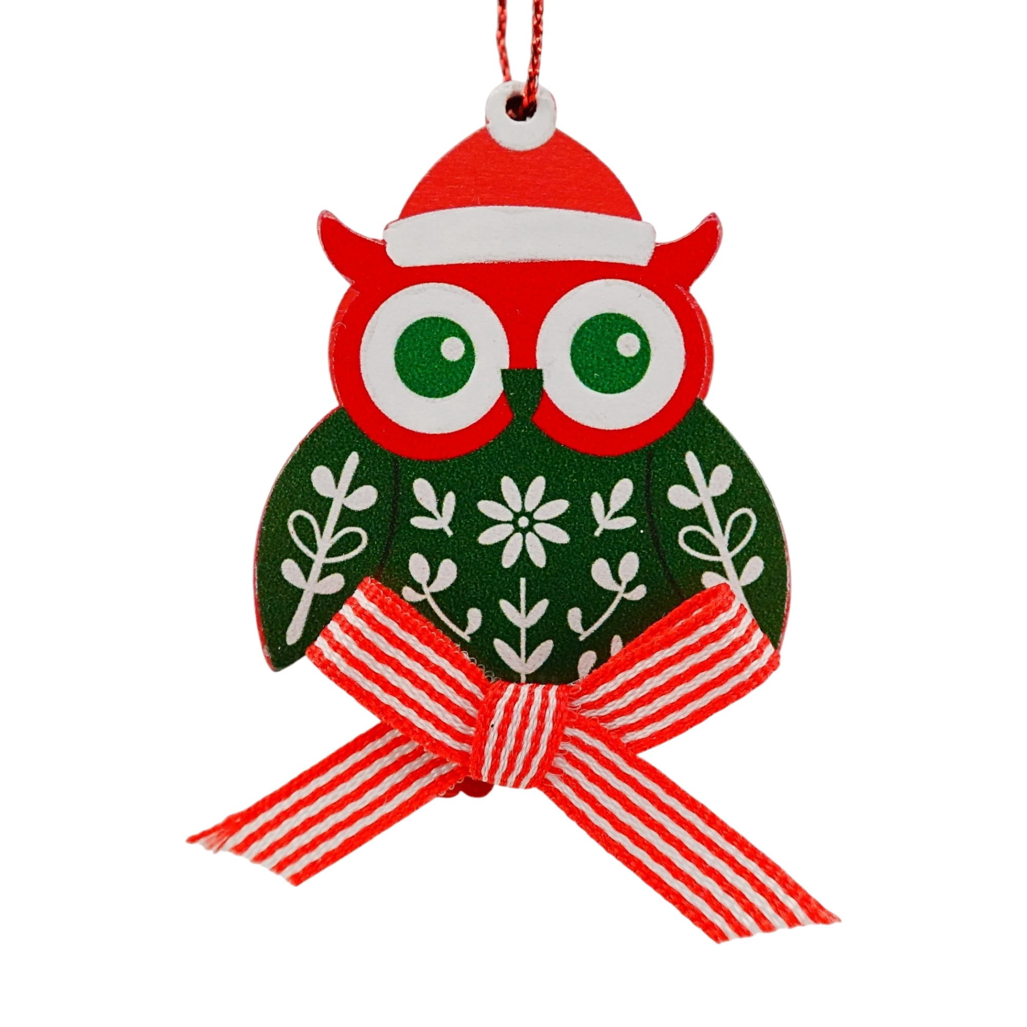 4-Count Red/White/Green Wood Owl and Dove Mini Christmas Ornaments, by Holiday Time