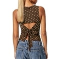 thumbnail image 3 of Bibifish Womens Tank Tops Polka Dot Boat Neck Sleeveless Camisole Ribbed Knit Slim Fit Going Out Tops, 3 of 5