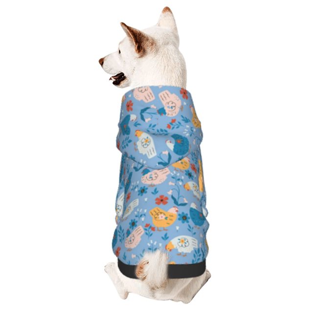 Balery Cute Chickens and Flowers Sudadera con Capucha para Perros Pequeños – Ropa para Mascotas, Disfraz para Perros y Gatos, Ideal para Fiestas y Cosplay-X-Small