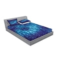 thumbnail image 2 of Ambesonne Blue Fitted Sheet & Pillow Sham Set, Cosmic Rain Effect Vivid, Full, Blue Black, 2 of 2