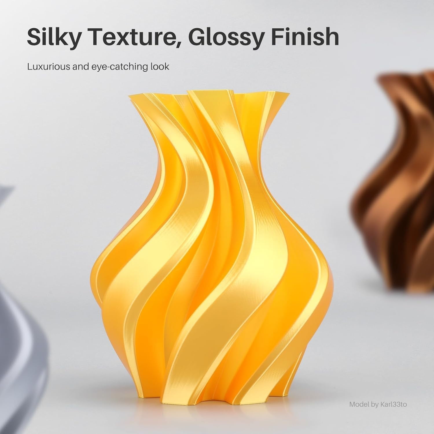 Silk PLA Filament 1.75mm Copper 1KG, 3D Printer Filament Dimensional Accuracy +/- 0.02mm, 1kg Spool(2.2lbs) Fits for Most FDM 3D Printers