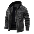 thumbnail image 1 of Leather Man Jackets Men Jacket Male Coats Winter Warm Cool Moto Motorcycle Outerwears European Size, 1 of 4