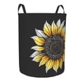 thumbnail image 2 of PHELIKA Sunflower Doodle Flower Black 04 Laundry Basket 65L Large Foldable Round For Dirty Clothes Toy Storage, 2 of 6