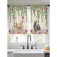 thumbnail image 2 of Easter Rabbits Sheer Curtains 45 Inch Length 2 Panels for Living Room, Cute Bunny Eggs Flowers Botanical Spring Beige Voile Kitchen Curtain Set, Luxury Privacy Drapes Window Treatment for Bedroom, 2 of 7