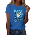 thumbnail image 1 of Pop cazadora para niña Demon Hunters Round-Neck Printed Anime Trio Poster T Shirt （Blue）, 1 of 3
