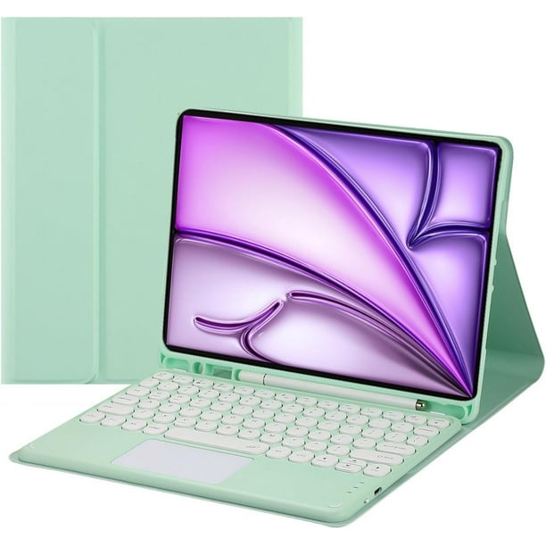 Funda con teclado táctil para iPad Air de 13 pulgadas (M3) 2025, (M2) 2024 con portalápices - Teclado Bluetooth táctil magnéticamente desmontable
