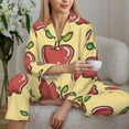 thumbnail image 6 of Saiise Apple Print Women Soft Pajama Sets,Long Sleeve Sleepwear Button Up 2-Piece Pjs Lounge Sets-Large, 6 of 7