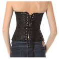 thumbnail image 3 of Camellias Womens Sexy LaceUp Back Satin Boned Corset Bustier G-string- Black-6XL, 3 of 3