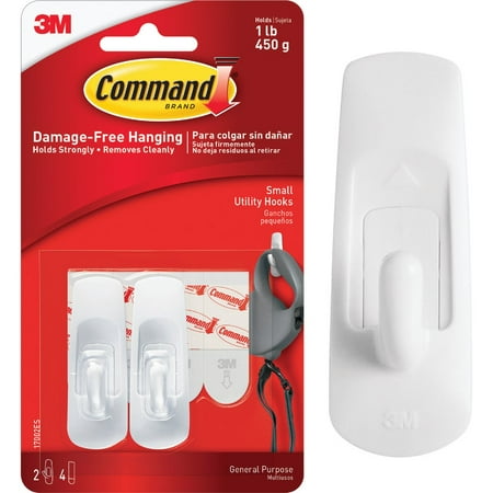 

2PK 3M Command Small Utility Adhesive Hook (2-Pack)