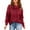 Red, variant on Women's Solid Color Cowl Neck Drawstring Sweatshirt, Long Sleeve Thermal Pullover Top with Turtleneck Design, Soft Breathable Sports Pullover for Casual Wear, Workouts and Daily Activities Green M