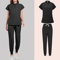thumbnail image 4 of MLQIDK Scrubs for Women Plus Size Nursing Scrubs Stretchy V-Neck Scrub Pants and Tops Scrub Set Medical Uniforms Jogger Scrubs Black XL, 4 of 4