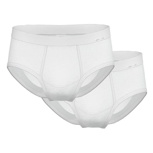 AMMANN calzoncillos de hombre, paquete de 2 - canalé fino, bragueta, cintura suave, algodón Blanco 2XL (XX-Large)