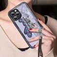 thumbnail image 5 of FIEWESEY for iPhone 15 Case,Luxury Cool Bear Shockproof Glass Case Cover With Hand Strap for iPhone 15 (Blue with Strap), 5 of 7