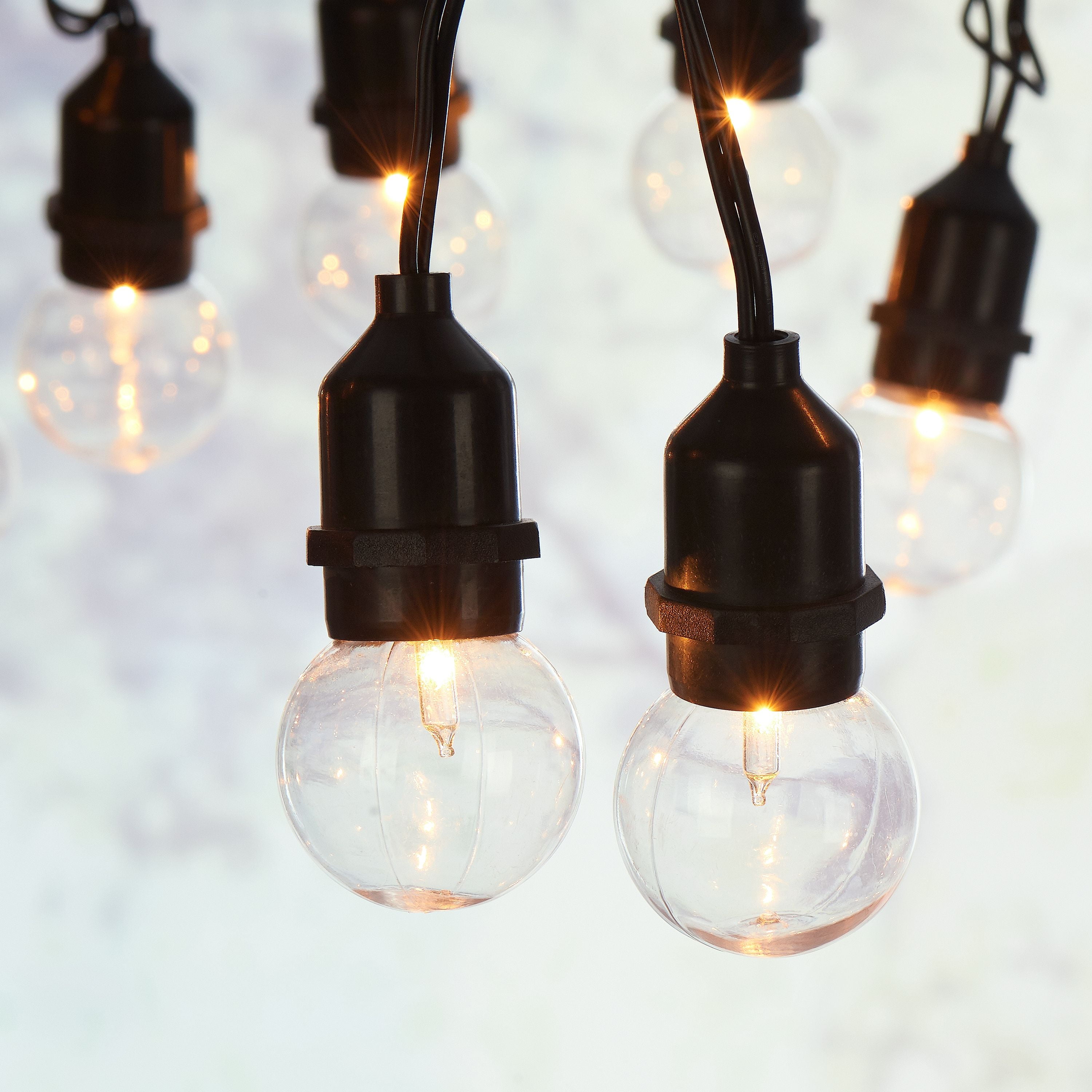 Mainstays 20Count Indoor Outdoor Clear String Lights, with Black Cord