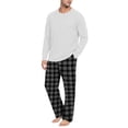 thumbnail image 5 of VV AVEORS Christmas Pajamas For Men Cotton Plaid Pajama Set Long Sleeve Pj Set Comfy Sleepewear Crew Neck Pajama With Pants Black XL, 5 of 7