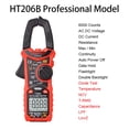 thumbnail image 1 of HT206 Digital Clamp Meter Multimeter Ammeter Transistor Tester Voltmeter True RMS High Precision Capacitance NCV Ohm Hz Tester ,High Efficiency, 1 of 7