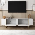 thumbnail image 5 of TV Stand 100 with Gold legs and two spacious doors in White, 5 of 7