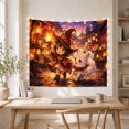 thumbnail image 5 of Witch Girl Walking in Twilight Market with Magical Fox, Whimsical Fantasy for Anime Fans, Mystical Room Decor, Halloween Gift Tapestry Wall Hanging for Bedroom, Living Room and Dorm, 5 of 7