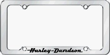 Harley Davidson Shield Black vinyl inlay chrome plated License Frame Holder