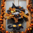 thumbnail image 3 of Corona de Halloween Corona decorativa con bolas naranjas con adornos de cinta Corona de brujas Corona de bienvenida para el hogar Festival de la pared BLESIY corona de halloween, 3 of 7