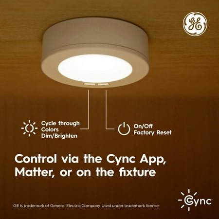 GE - Cync Reveal Smart LED Undercabinet Puck Lights 3in (3 Pack) - Color Changing - White