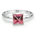 thumbnail image 3 of Gem Stone King 14K White Gold Pink Topaz Solitaire Engagement Ring for Women | 1.30 Cttw | Princess 6MM | Gemstone November Birthstone | Size 6, 3 of 6